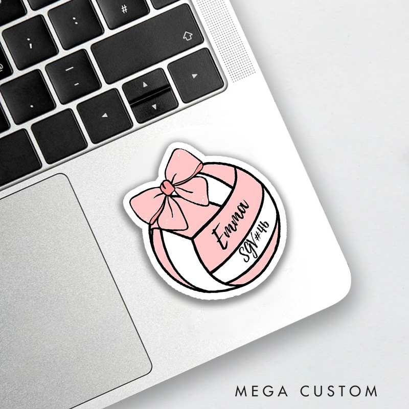 Personalized Volleyball Vibrant Design Sticker with Custom Team Name,Name and Number for Team Players