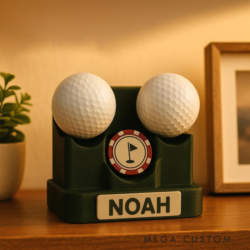 Personalized Golf Ball Poker Chip Display 3D Printed Name Desk Holder Gift for Golf Lovers