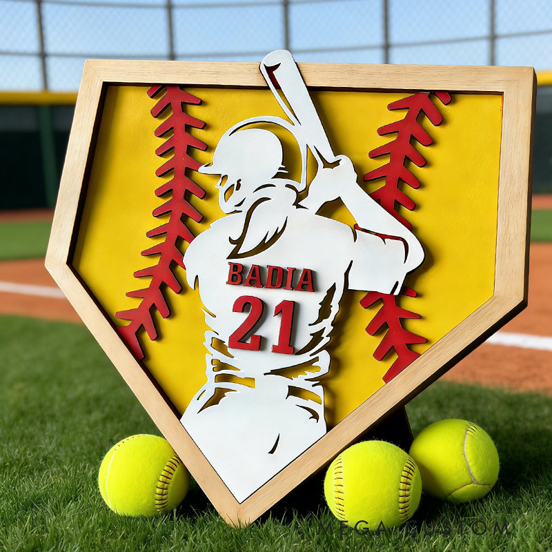 Personalized Softball Name Sign 3D Softball Plaque Gift for Softball Lovers Softball Girls