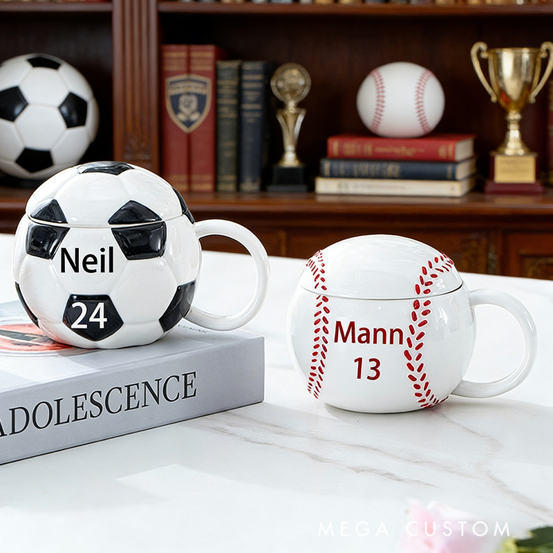 Personalized Soccer Baseball Cups Custom Name and Number Gift for Soccer Baseball Lovers