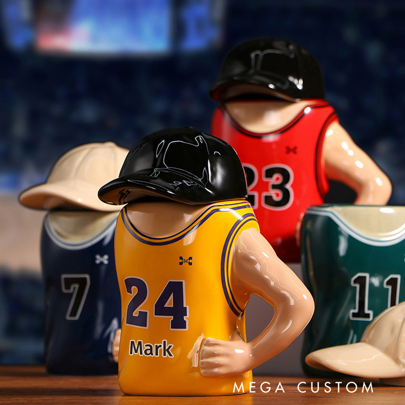 Personalized Jersey Ceramic Mug Basketball Player Jersey Custom Name Gift for Sport Lovers