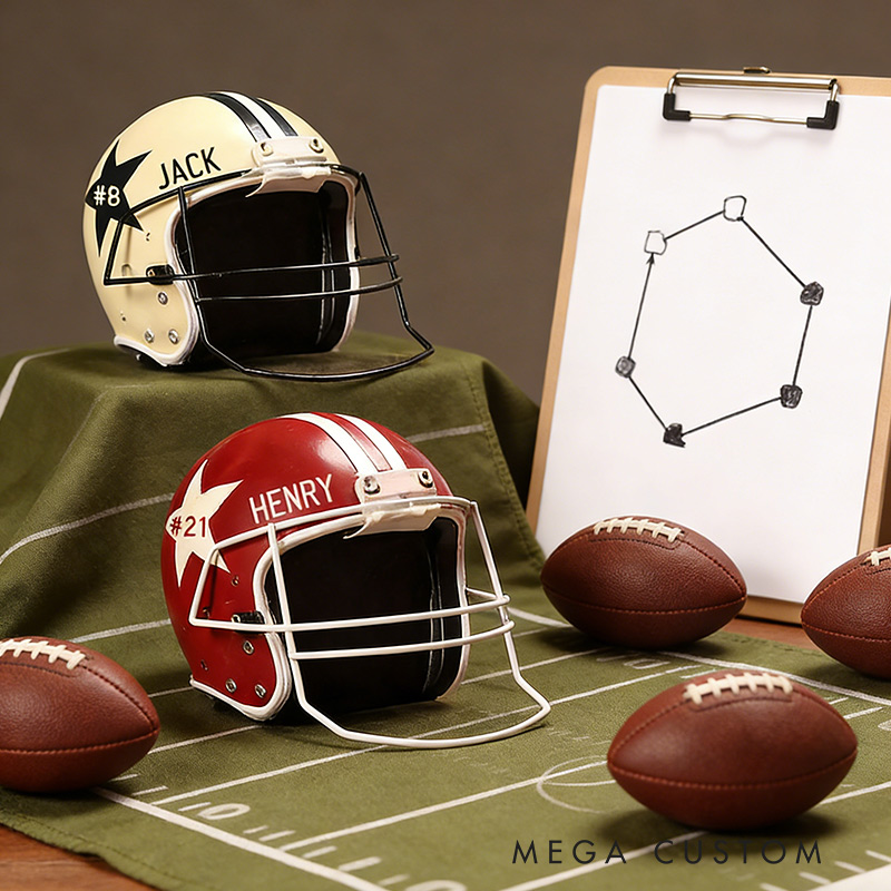 Personalized Football Helmet Display Custom Name and Number Gift for Football Lovers
