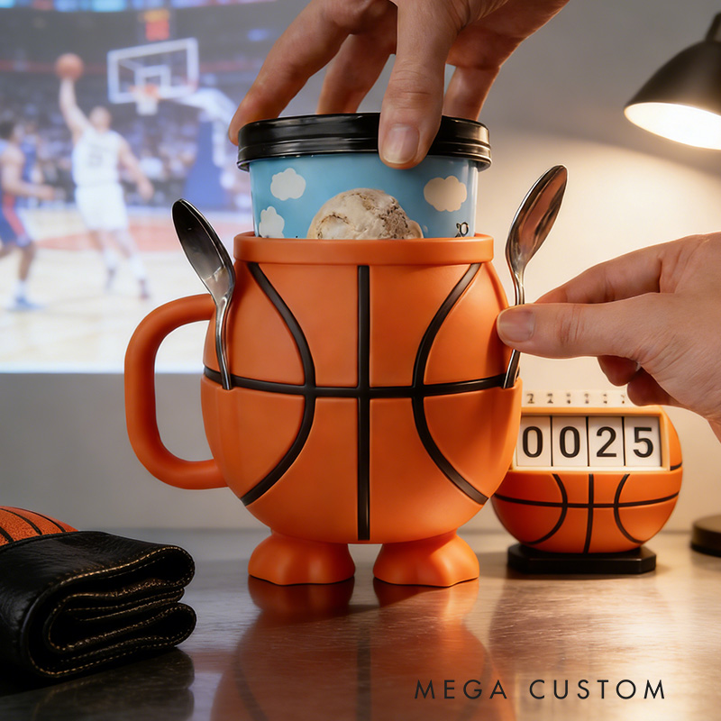 Personalized Basketball Helmet Ice Cream Holder Unique Pint Cup for Basketball Lovers and Ice Cream Fans