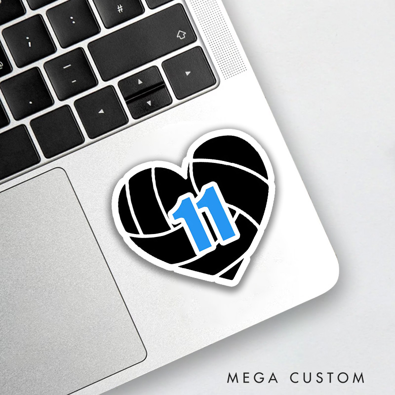 Personalized Volleyball Design Number Sticker with Custom Player Number for Sport Gift