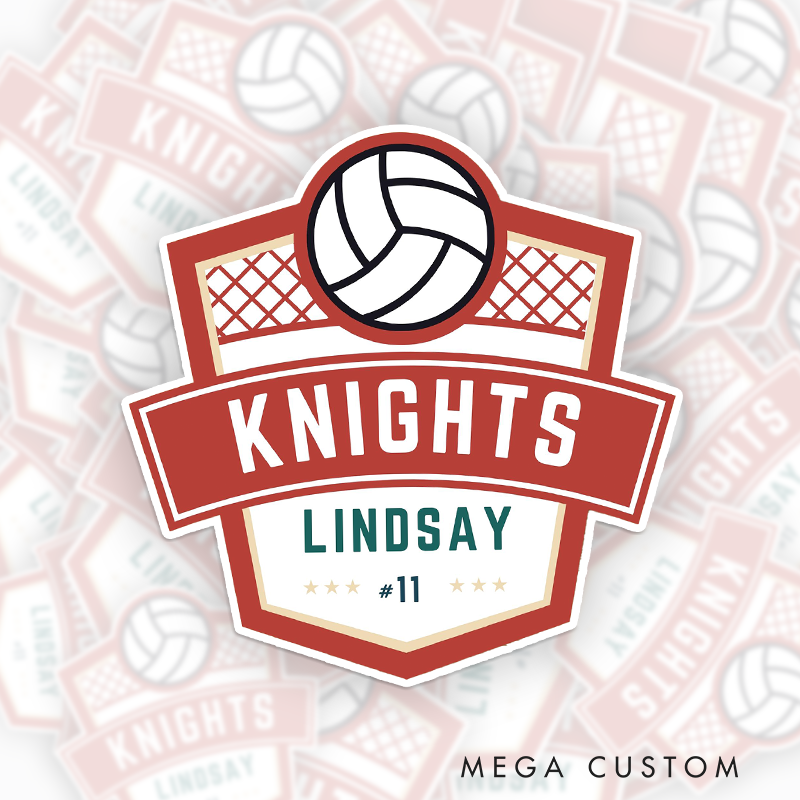 Personalized Volleyball Sticker with Custom Team Name, Player Name and Number for Athlete Sticker