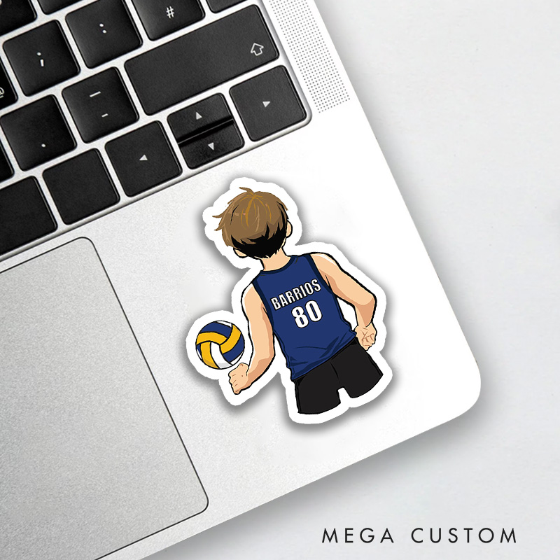  Personalized Volleyball Design Sticker with Custom Player Name and Number for Player Gift