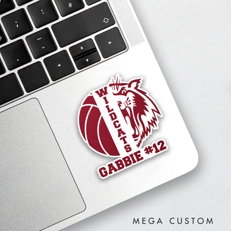 Personalized Volleyball Design Sticker with Custom Team Name, Player Name and Number