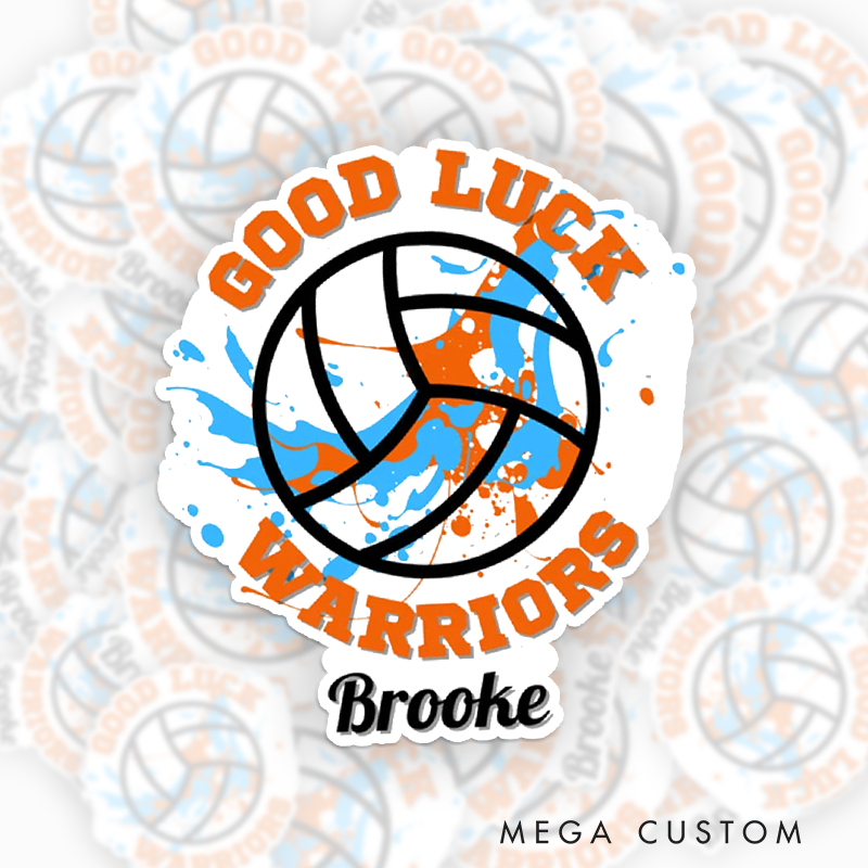 [Copy]Personalized Volleyball Fire Sticker with Custom Player Name and Number for Athlete Sticker