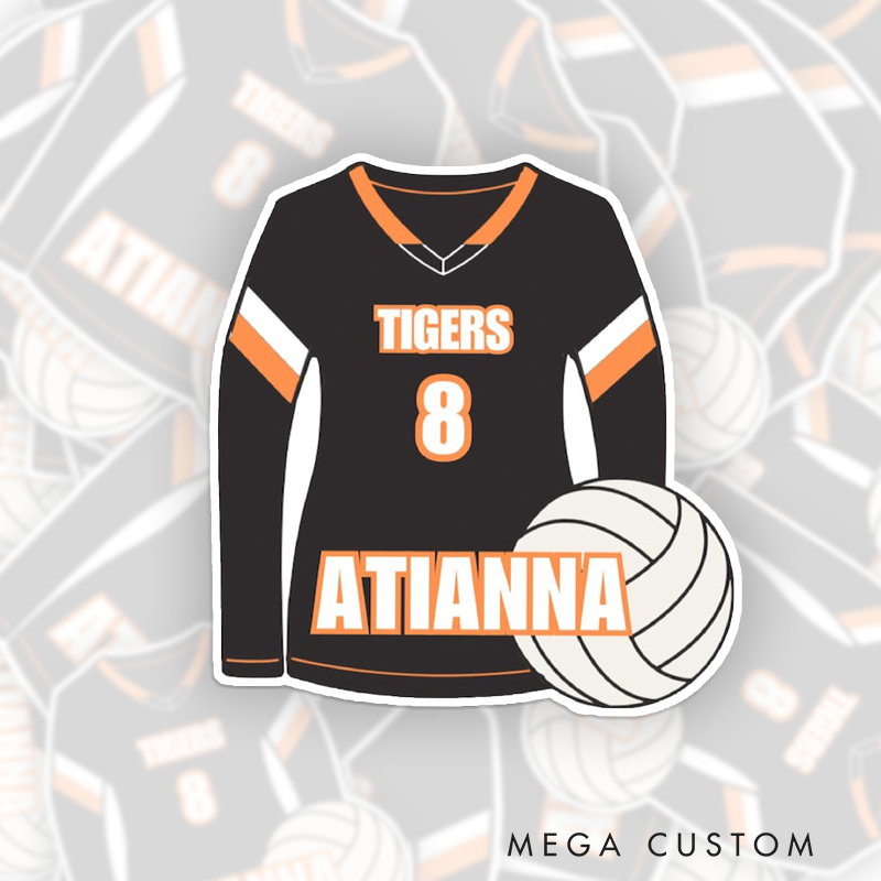 Personalized Volleyball Jersey and Ball Sticker with Custom Team Name, Player Name and Number