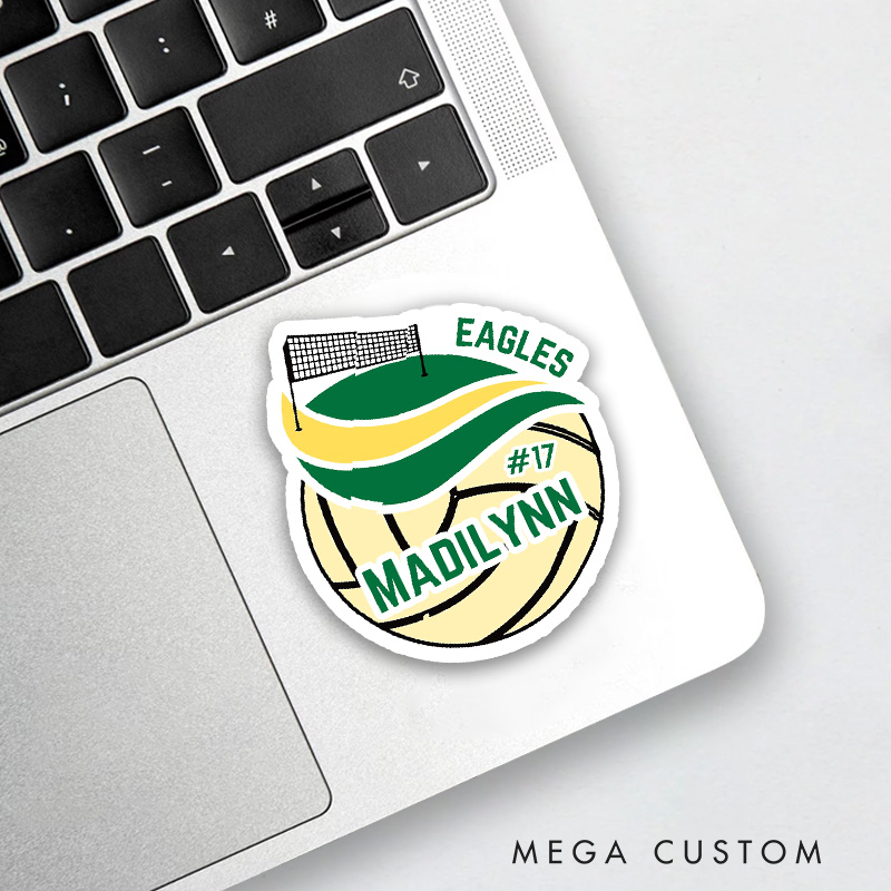 Personalized Volleyball Sticker with Custom Team Name, Player's Name and Number