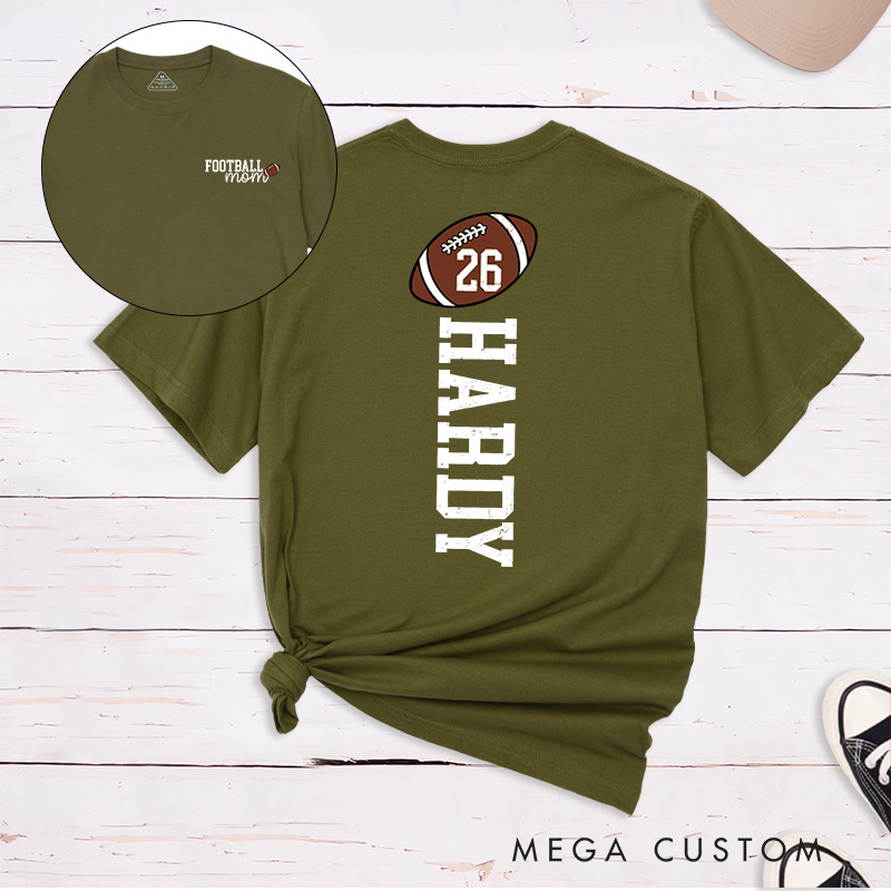Personalized American Football Mom T-Shirts with Custom Names and Favorite Numbers