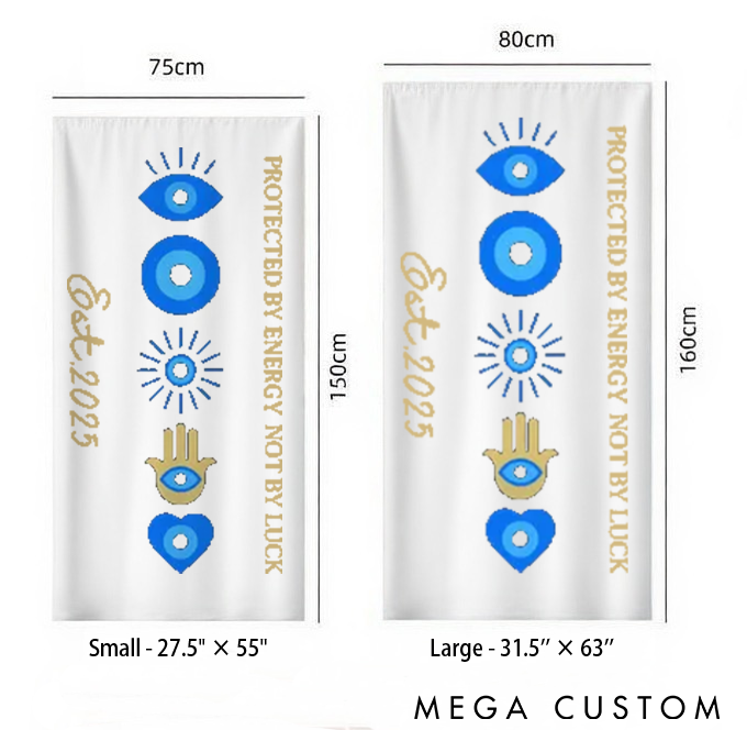 Personalized Evil Eye Beach Towel with Energy Symbol Design Perfect Gift for Yoga Lover, Travel and Outdoor Adventures