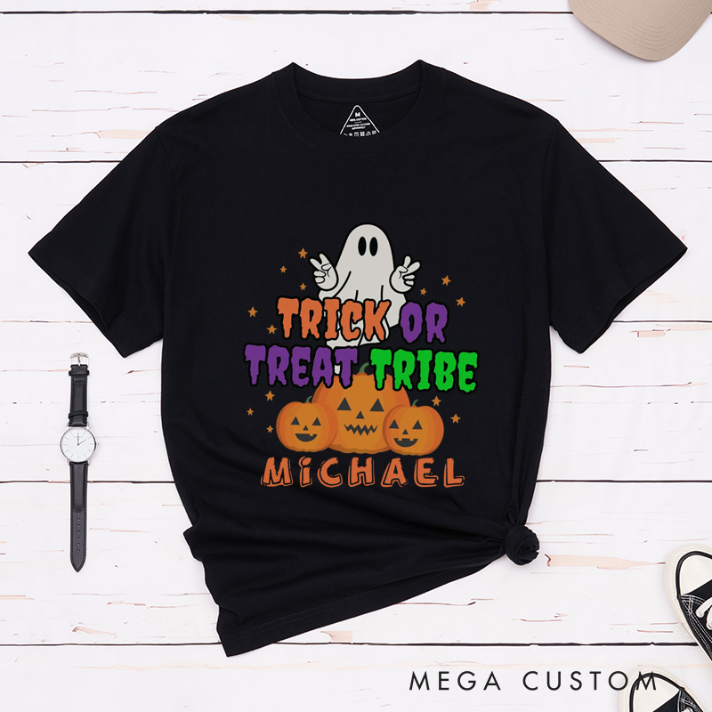 Personalized Halloween Trick or Treat Tribe Matching T-Shirt For Couple Halloween Party Shirts