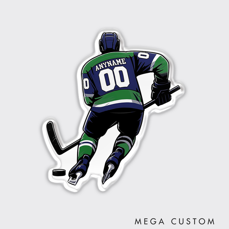 Personalized Hockey Fridge Magnet with Custom Player Name And Number