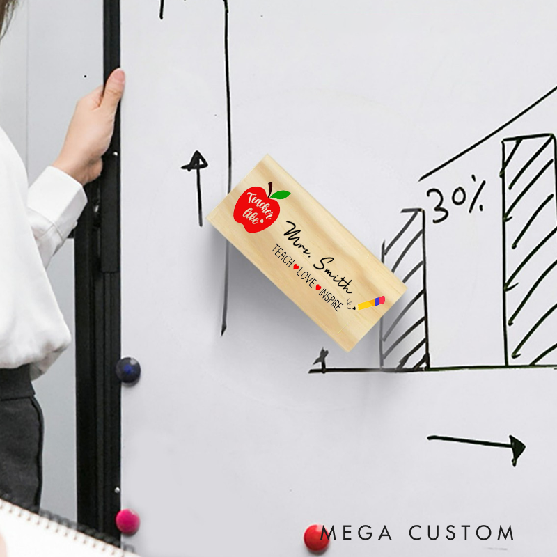 Personalized Magnetic Wooden Whiteboard Erase Apple Teacher Life Design Appreciation Gift for Teachers