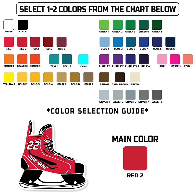 Personalized Ice Hockey Skate Sticker with Your Name and Number