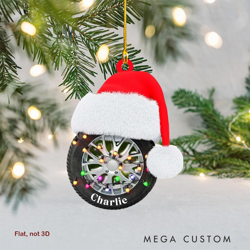 Personalized Car Tire Acrylic Ornament Custom 2D Flat Christmas Ornament Gift for Auto Mechanics Tire Lovers and Repair Shop Decor 2025