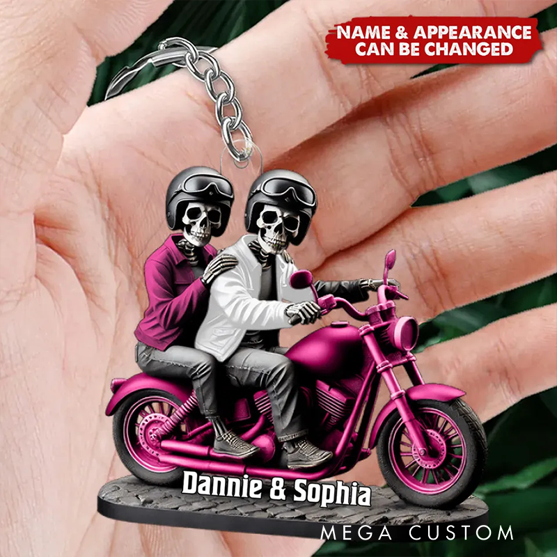 Personalized Acrylic Keychain Custom Name Motorcycles Couple Anniversary Birthday Gift for Biker Couple