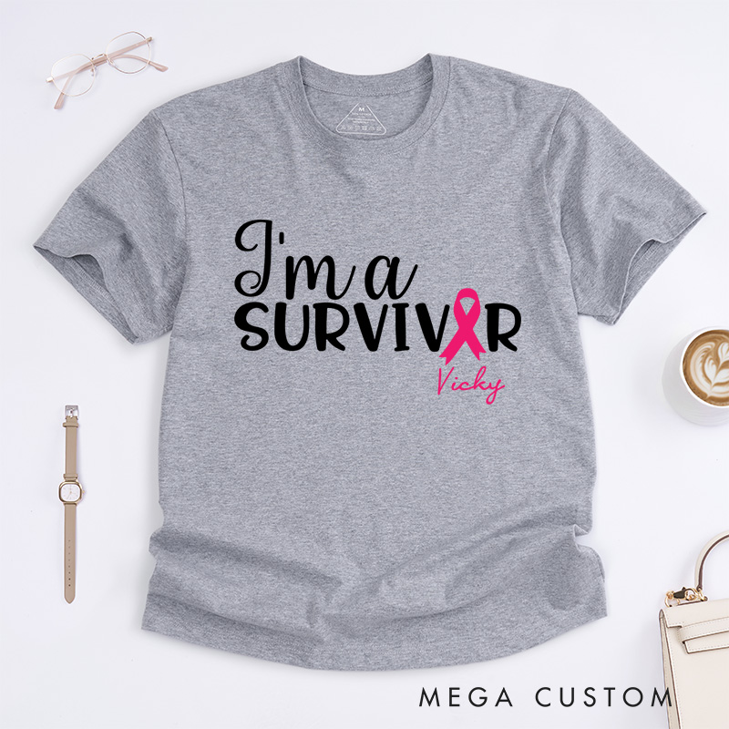 Personalized I Am A Survivor T-Shirt Breast Cancer Gift Cancer Survivor Gift