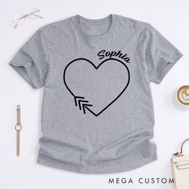 Personalized Heart and Arrows Minimalist Love Down Syndrome T-shirt Down Syndrome Awareness Gift