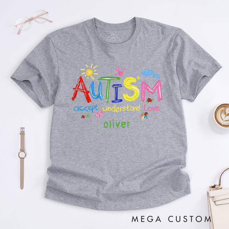 Personalized Autism Puzzle Pieces T-Shirt Autism Support Gift