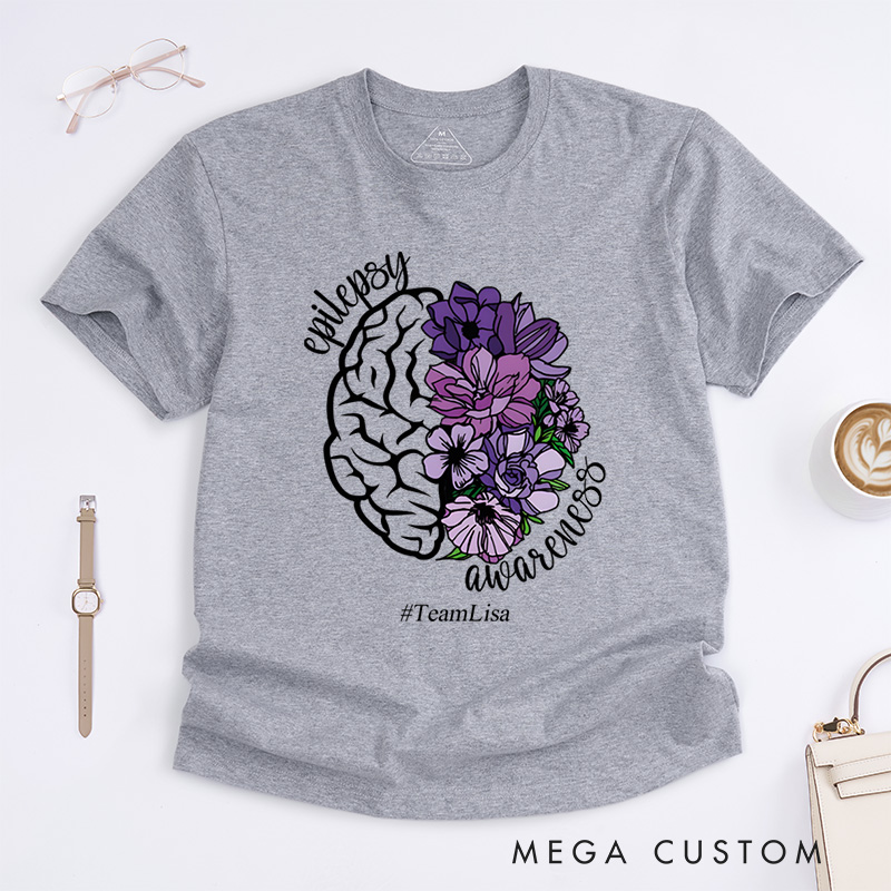 Personalized Epilepsy Awareness Neurodiversity Epilepsy Purple Ribbon T-Shirt