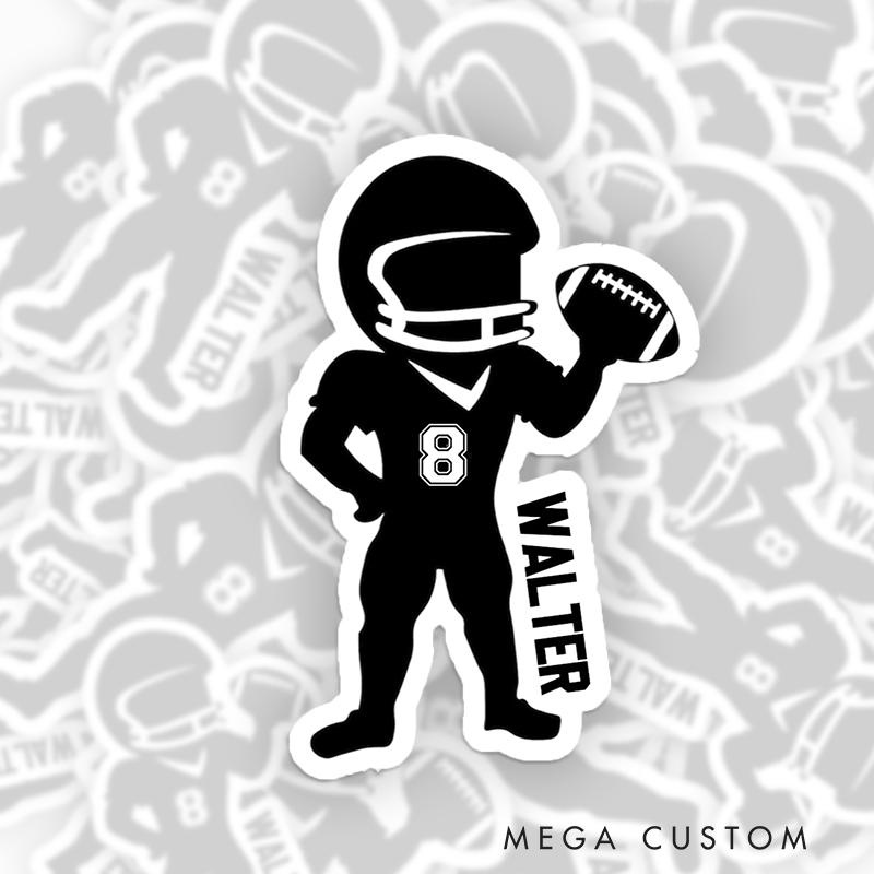 Personalized American Football Sticker with Custom Player Decal Name and Number - Sports Decal