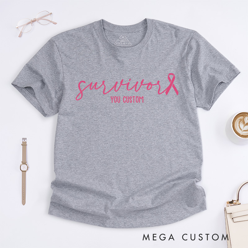 Personalized Survivor Pink Ribbon Customizable Design Supporting Strength and Hope T-shirt