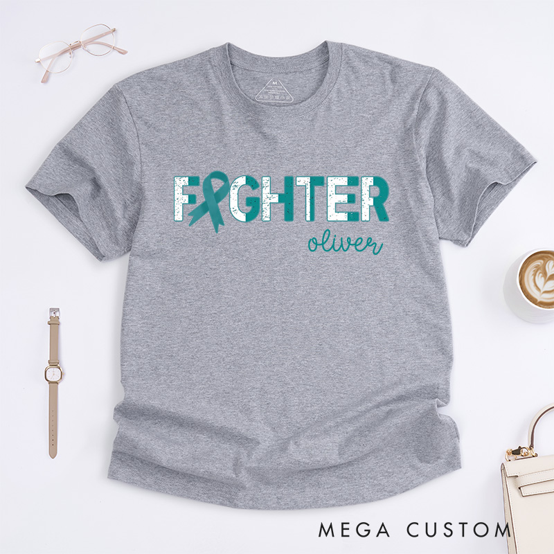 Personalized Cervical Cancer Fighter Support Squad T-Shirt Ovarian Cancer Gift
