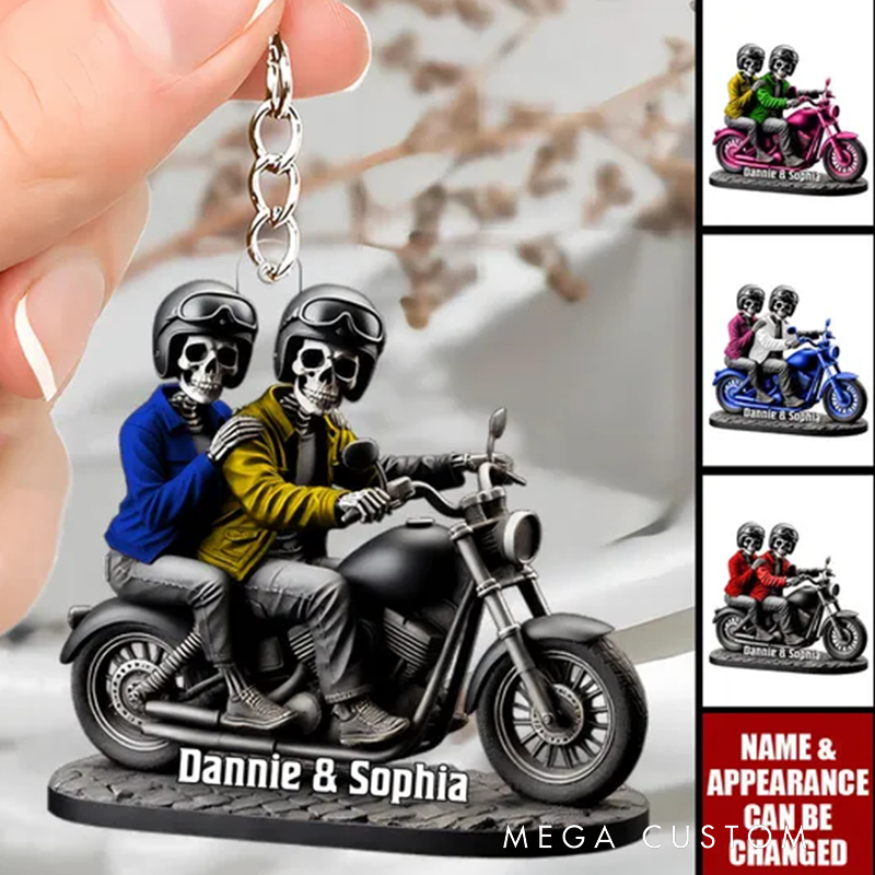 Personalized Acrylic Keychain Custom Name Motorcycles Couple Anniversary Birthday Gift for Biker Couple