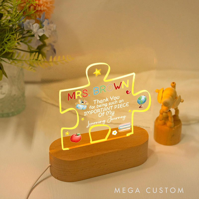 Personalized Teacher LED Desk Lamp with Puzzle Design Unique Gift for Teachers