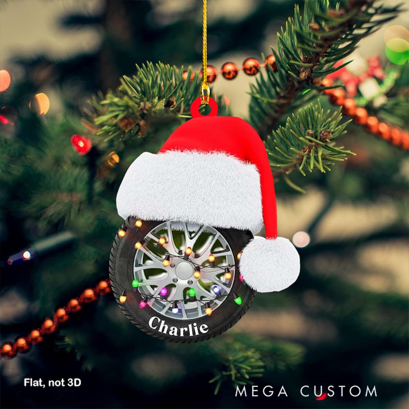 Personalized Car Tire Acrylic Ornament Custom 2D Flat Christmas Ornament Gift for Auto Mechanics Tire Lovers and Repair Shop Decor 2025