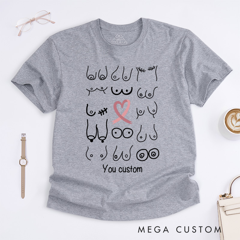 Personalized Diverse Breast Illustrations Celebrating Body Positivity and Breast Cancer Awareness T-shirt