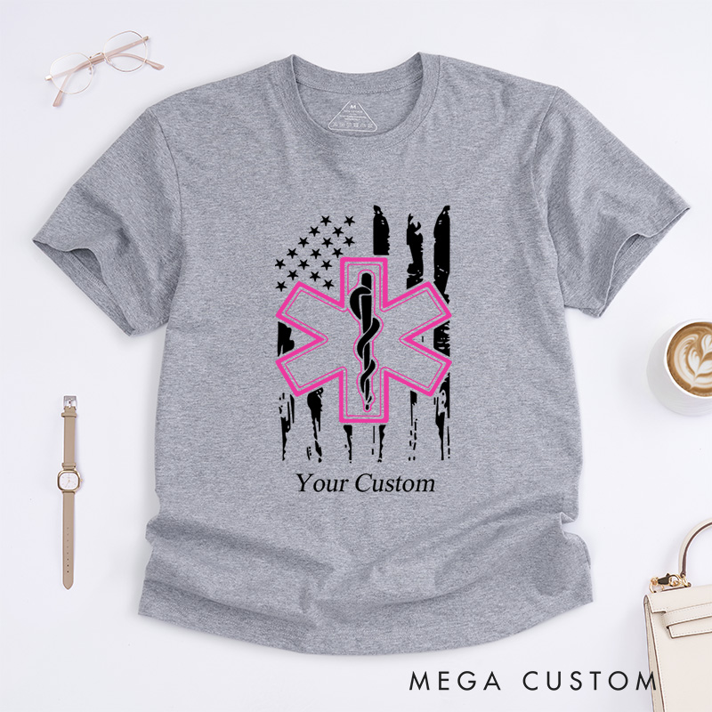 Personalized Emergency Medical Services Star Of Life Support And Awareness T-Shirt  