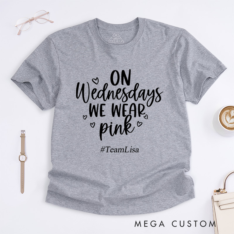 Personalized On Wednesdays We Wear Pink Breast Cancer Awareness And Support T-Shirt  