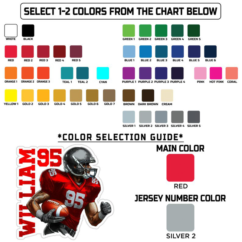 Personalized America Football Sticker with Custom Name and Number for Player Gifts