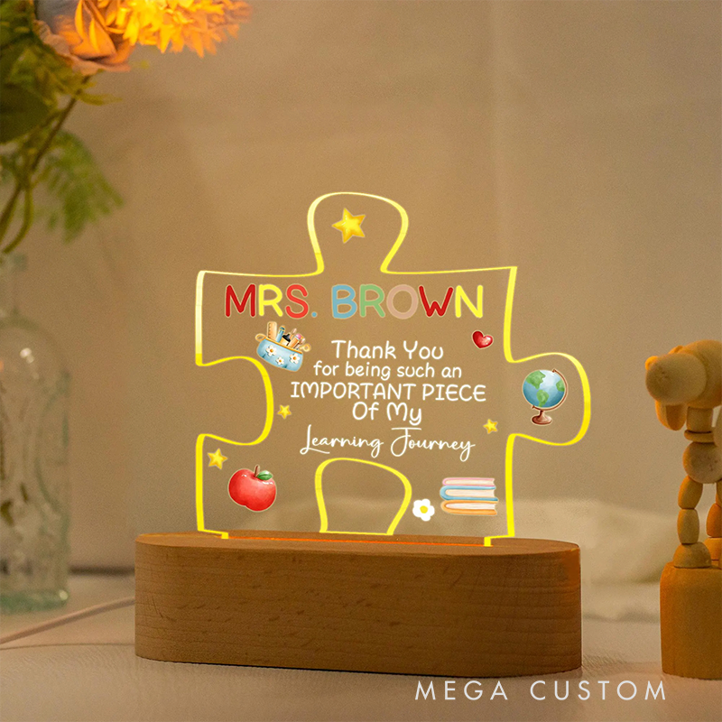 Personalized Teacher LED Desk Lamp with Puzzle Design Unique Gift for Teachers