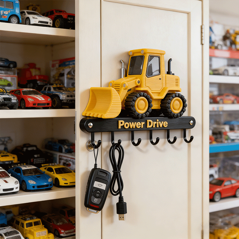 Personalized Excavator Key Holder Custom Text Wall Hooks Interesting and Unique Gift