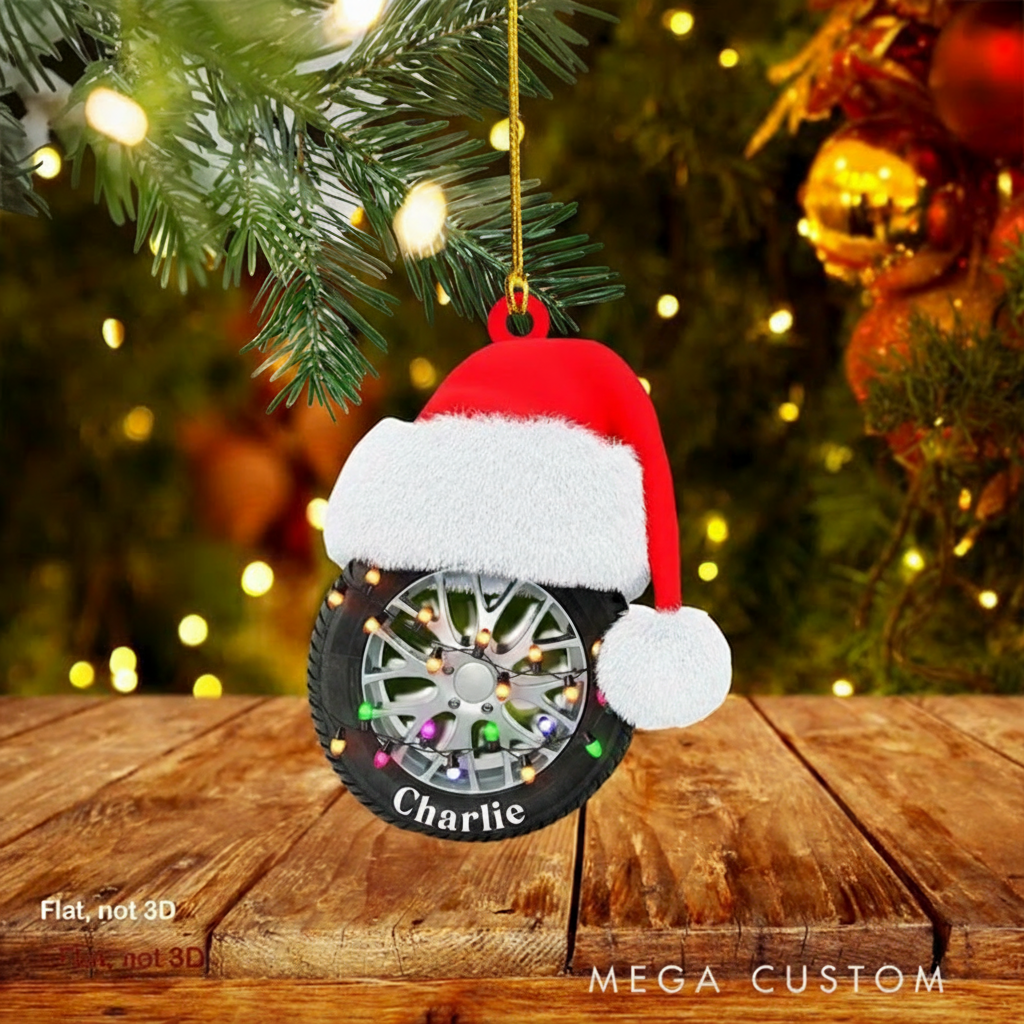 Personalized Car Tire Acrylic Ornament Custom 2D Flat Christmas Ornament Gift for Auto Mechanics Tire Lovers and Repair Shop Decor 2025