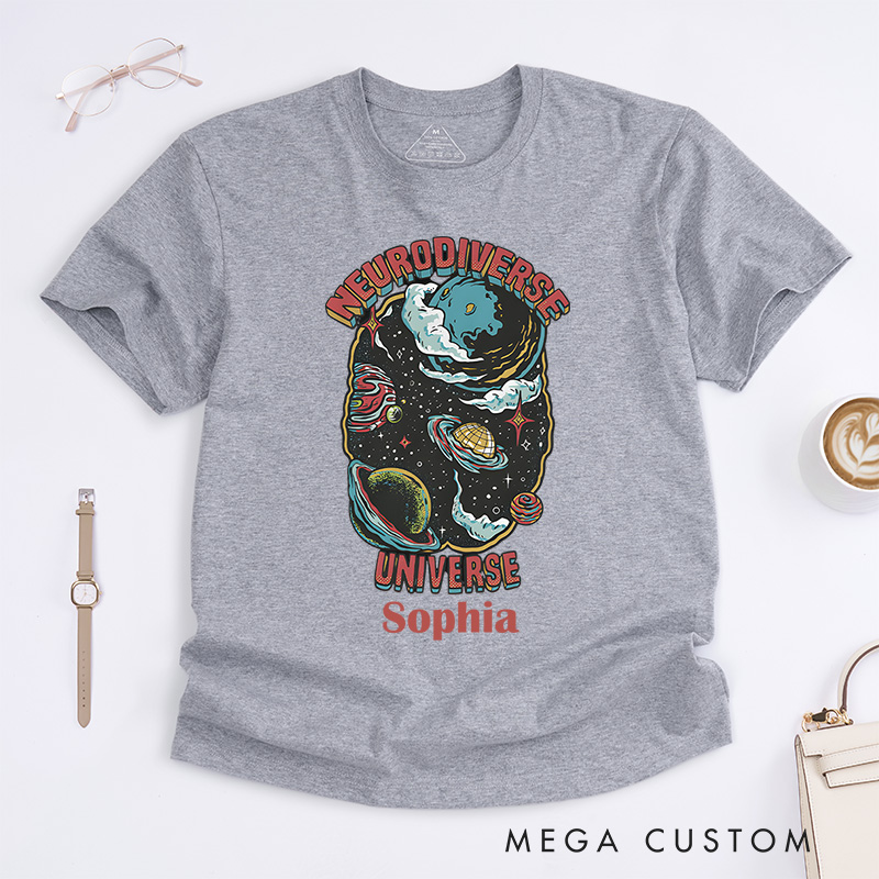Personalized Neurodiverse Universe Comic Style Adult T-Shirt Actually Autistic Gift