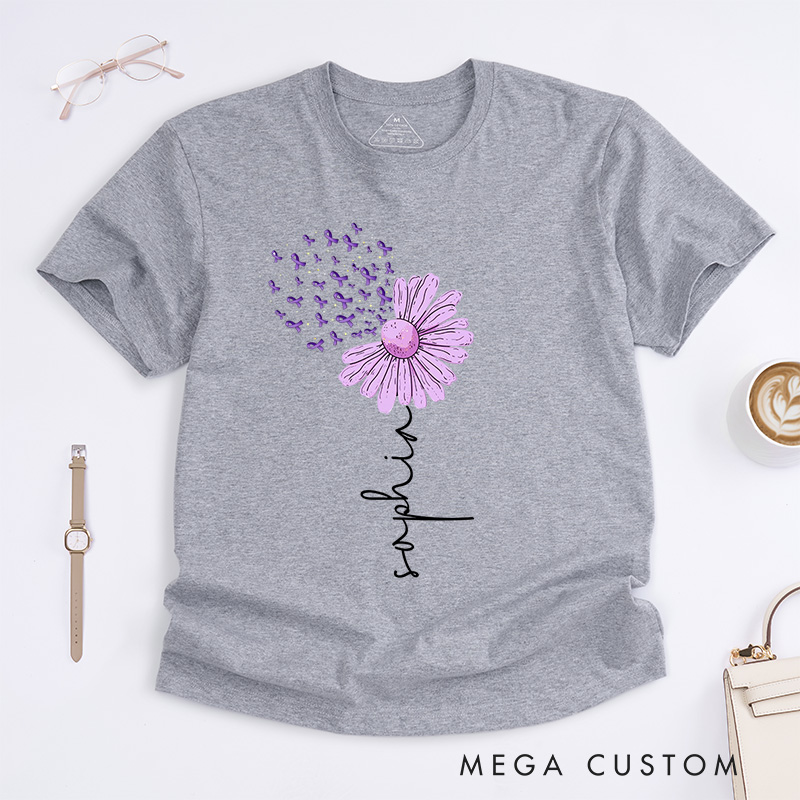 Personalized Alzheimer's Awareness Flower T-Shirt Alzheimer Gifts 