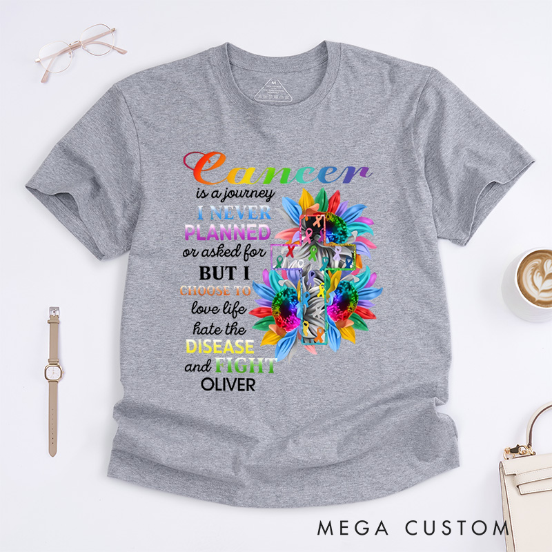 Personalized Cancer Is A Journey Cancer Awareness T-Shirt Cancer Survivor Gift