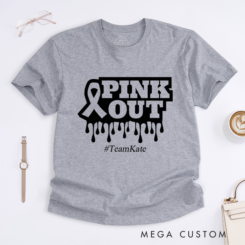 Personalized Pink Out Ribbon Breast Cancer Awareness Empowerment Advocacy T-Shirt  