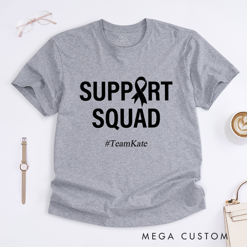 Personalized Support Squad Ribbon Breast Cancer Awareness Advocacy Team T-Shirt  