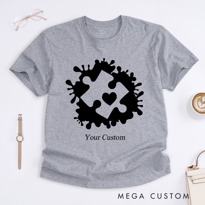 Personalized Autism Awareness Puzzle Heart Celebrating Neurodiversity Support T-Shirt  