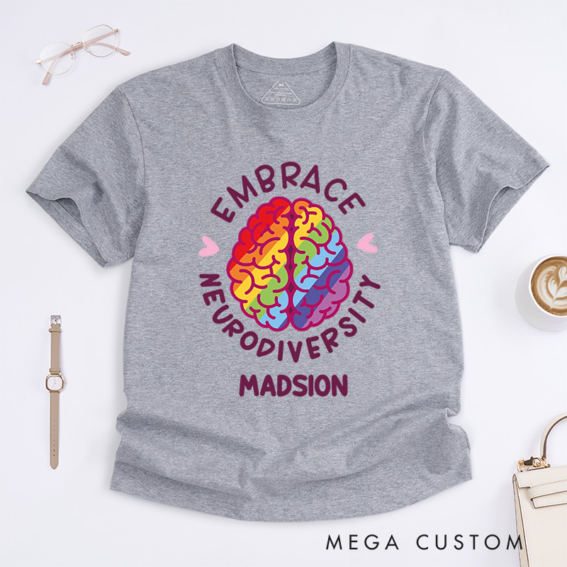 Personalized Embrace Neurodiversity T-Shirt Autism Awareness Gift