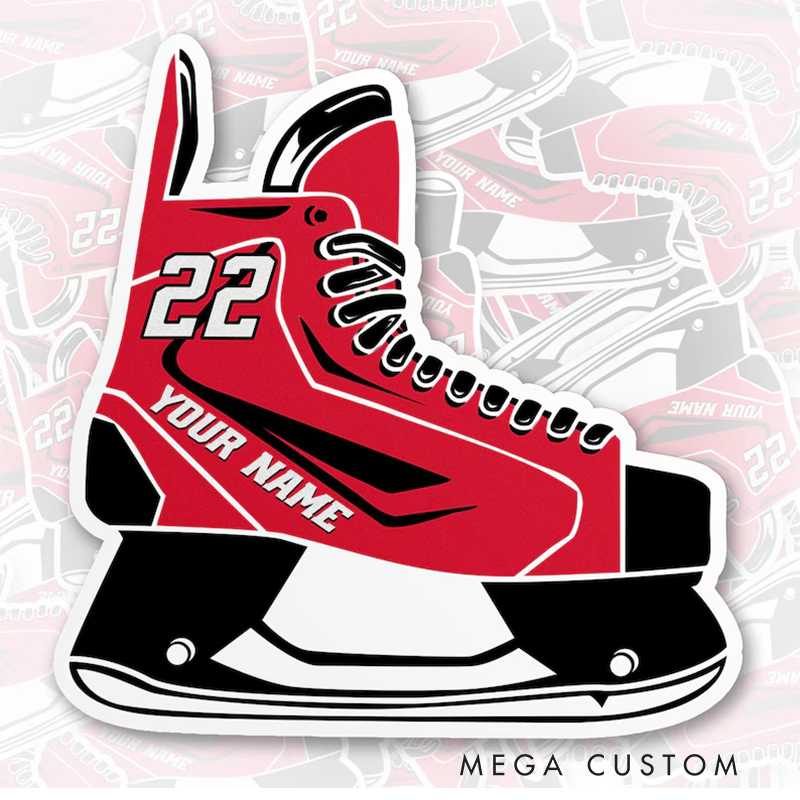 Personalized Ice Hockey Skate Sticker with Your Name and Number