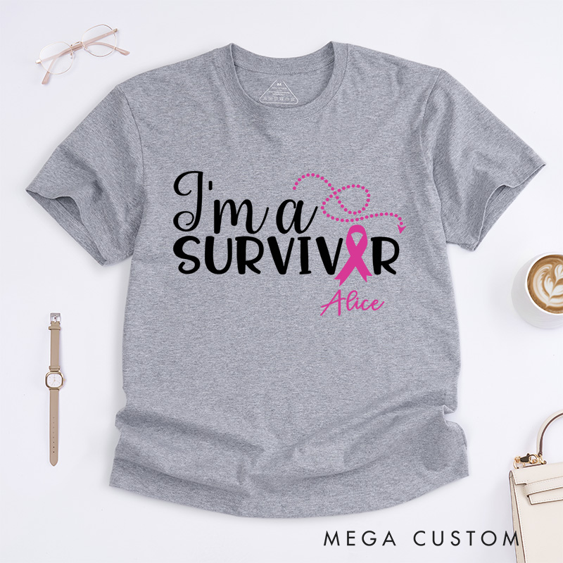Personalized I'm a Survivor T-Shirt Breast Cancer Gift Cancer Survivor Gift
