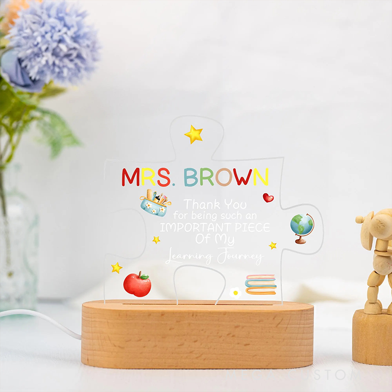 Personalized Teacher LED Desk Lamp with Puzzle Design Unique Gift for Teachers