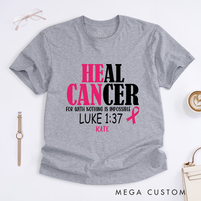 Personalized Breast Cancer Awareness T-Shirt Wife Mom Fighter Cancer Gift